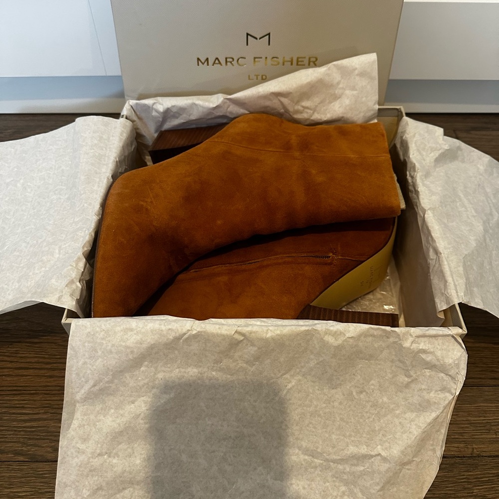 Marc Fisher Brown Heeled Bootie - Picture 5 of 6